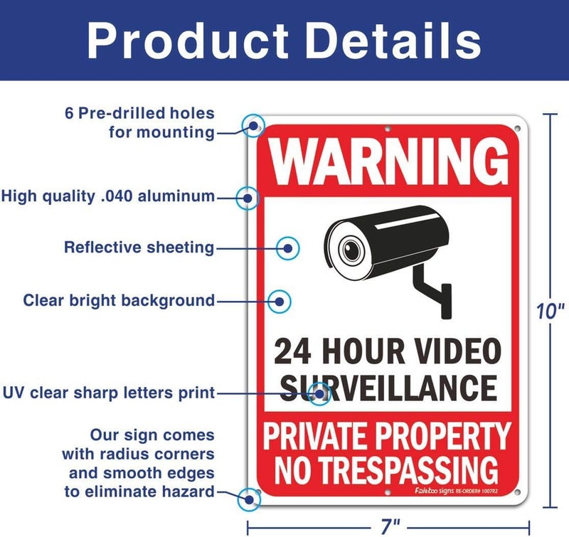 Faittoo 4 Pack No Trespassing, Private Property, Warning Signs - 10 x 7 Inches Reflective Aluminum, UV Protected, Weather Resistant, Durable Ink, Easy to Mount - Image 2
